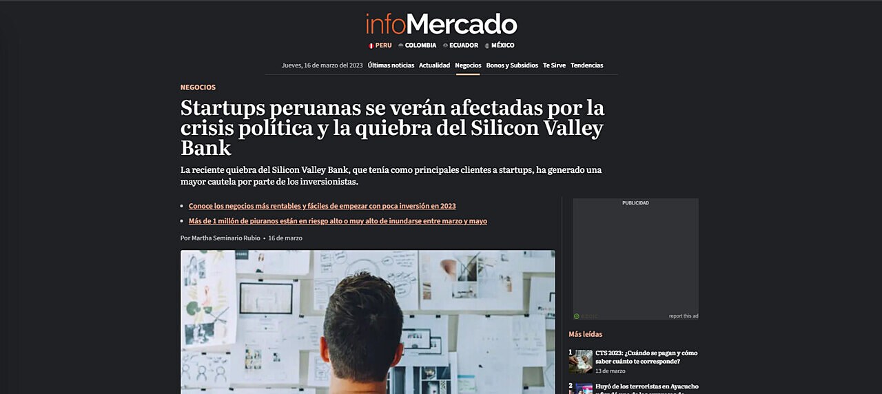 Startups peruanas se verán afectadas por la crisis política y la quiebra del Silicon Valley Bank